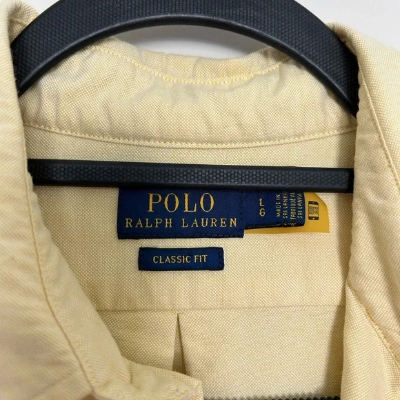 Polo Ralph Lauren Classic Fit Oxford Yellow Button Down Long Sleeve‎ Shirt Large - Picture 3 of 7